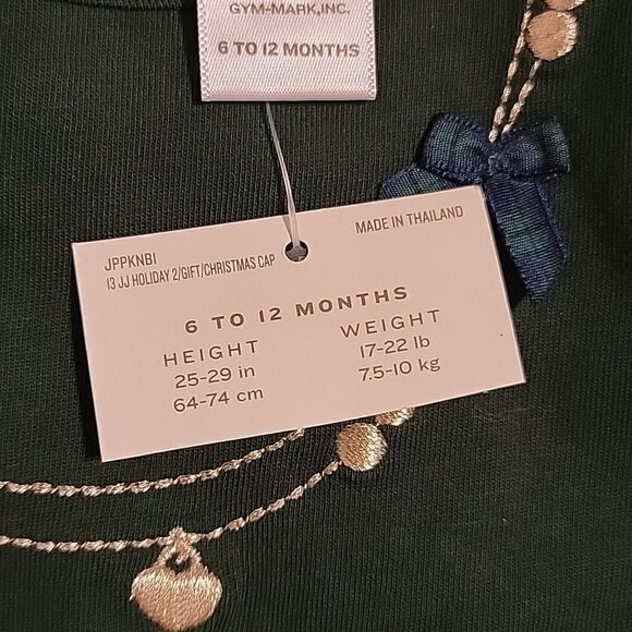 JANIE AND JACK FOREST GREEN LONG-SLEEVE TOP WITH GOLD TRIM, SIZE 6-12 MOS. - NEW - Picture 6 of 8